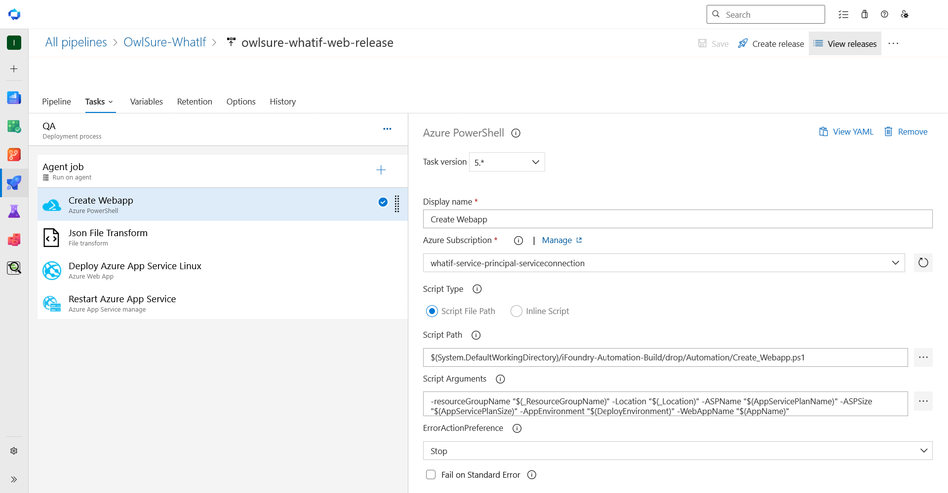 Create Webapp task